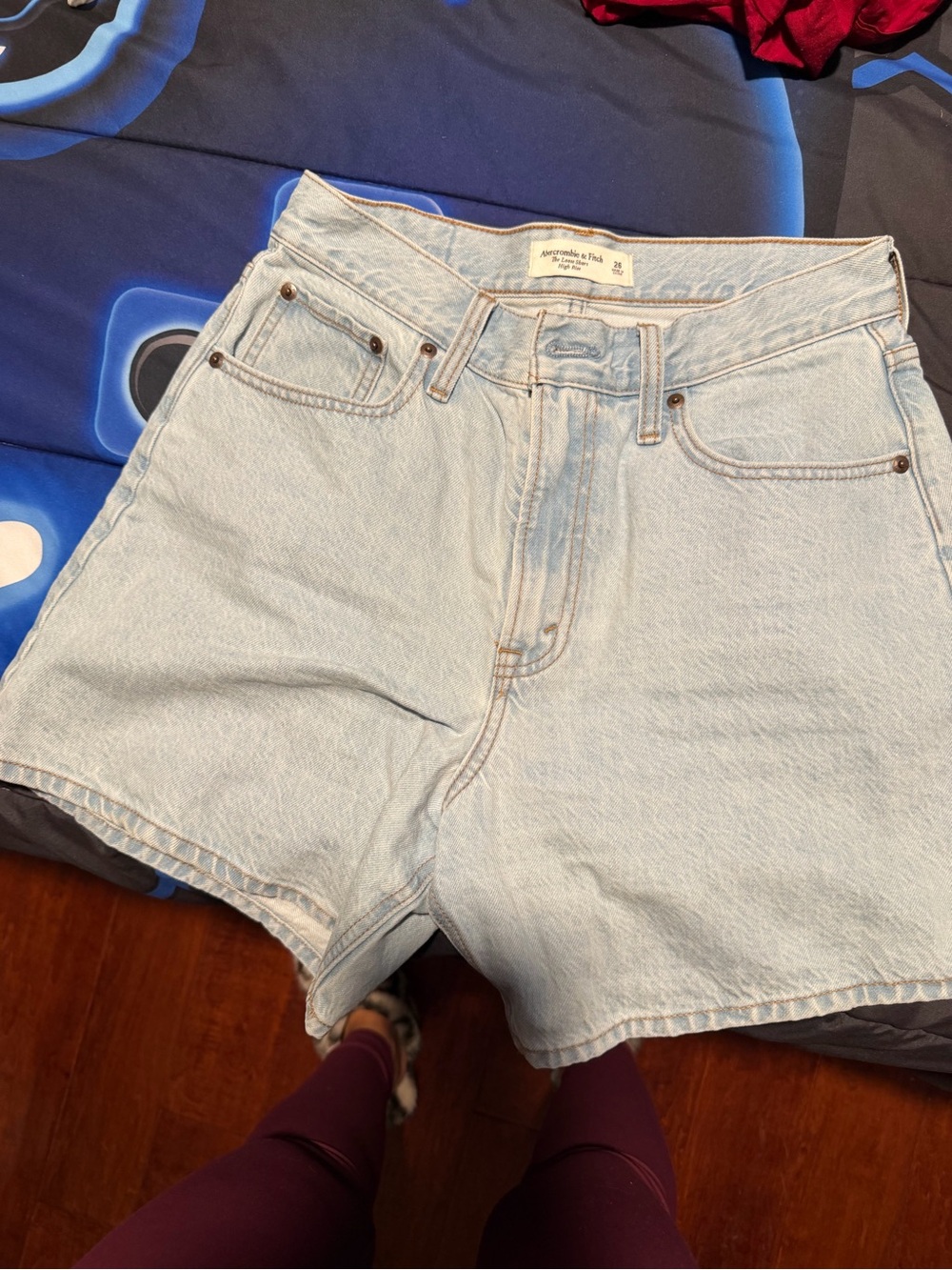 Abercrombie & Fitch Light Blue High-Rise Denim Shorts